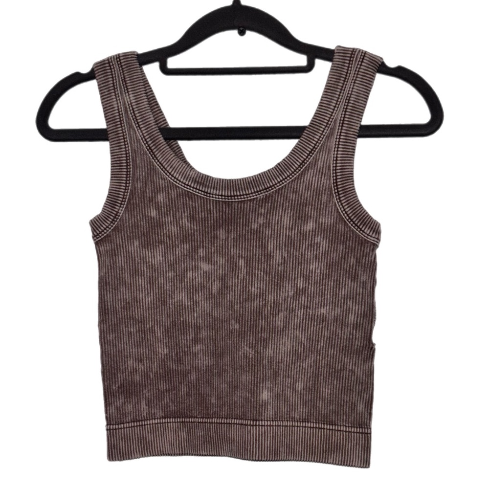 Stone Washed Ribbed Tank Crop Top Zenana - Picture 3 of 8
